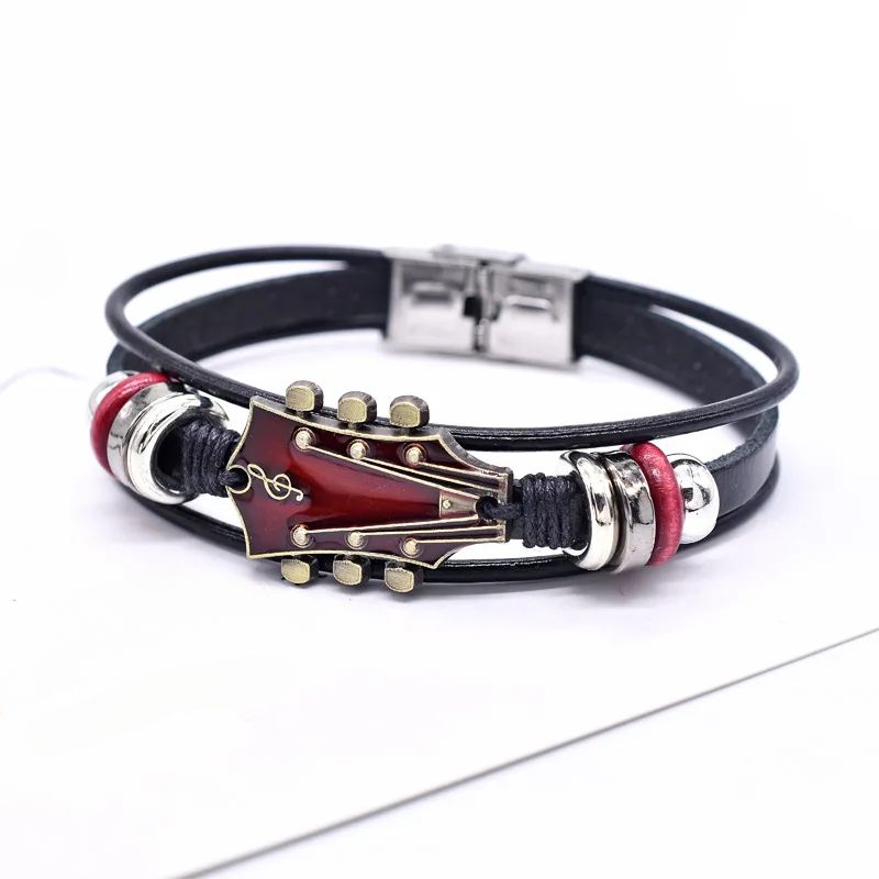 Bracelet En Cuir Guitare Vintage Inspiré Par La Musique Cadeau Idéal Pour Musiciens Et Amateurs