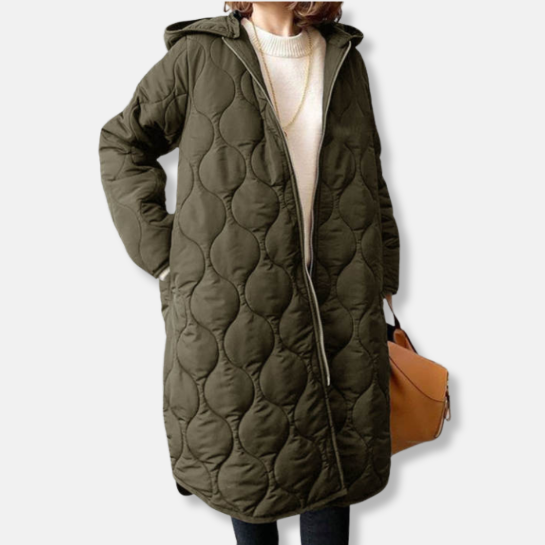 Veste Matelassée Pour Femmes Oversize Longue Avec Capuche Zip Nordisk Flair Amawinc