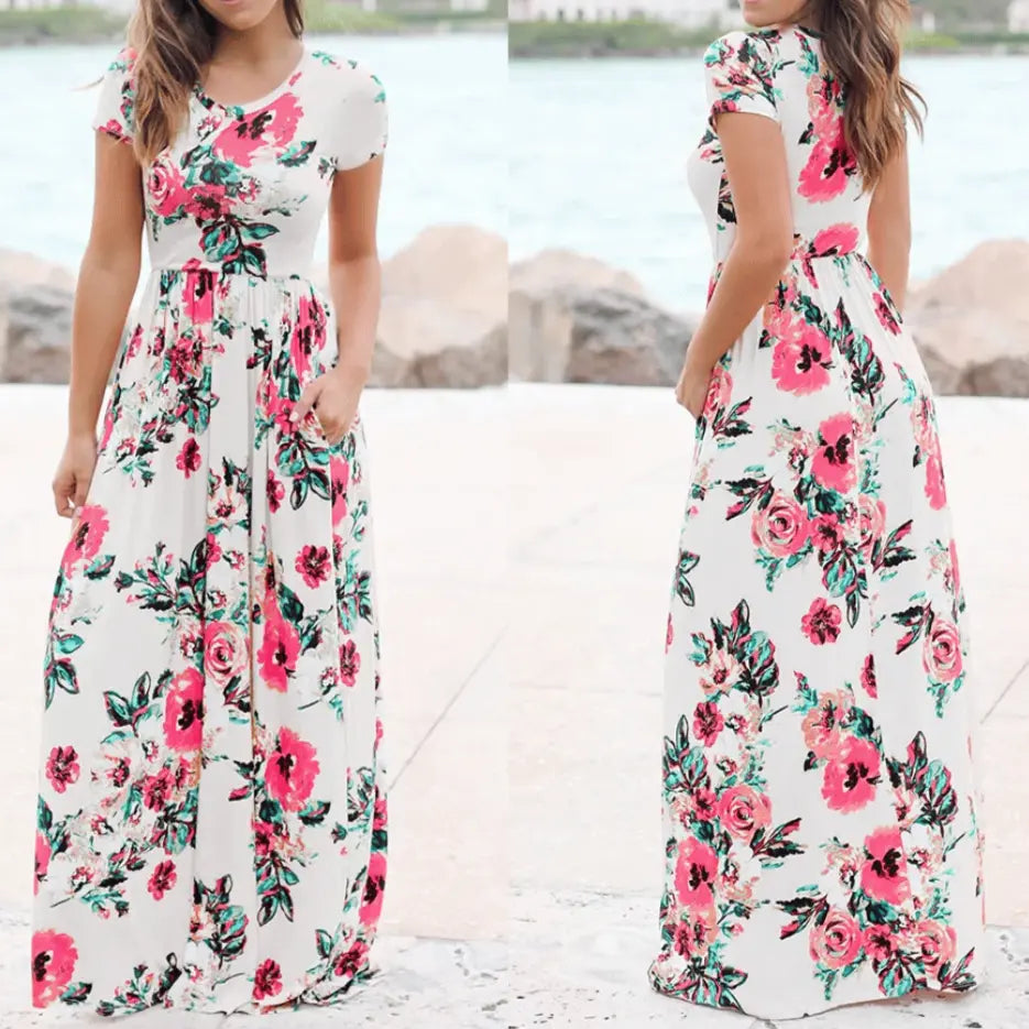Robe Maxi Florale Ramonda Amawinc En Coton Polyester Pour Élégance Quotidienne Et Occasions Spéciales