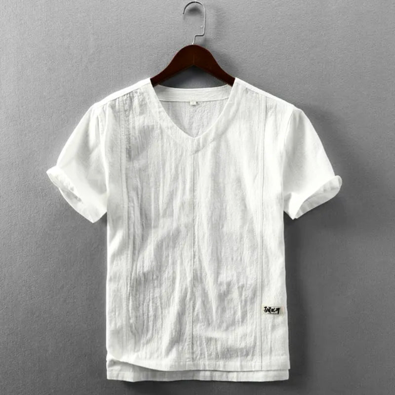 T Shirt Aleron Style Inspiré Par Le Japon En Lin Coton Mélangé Premium Minimaliste Moderne