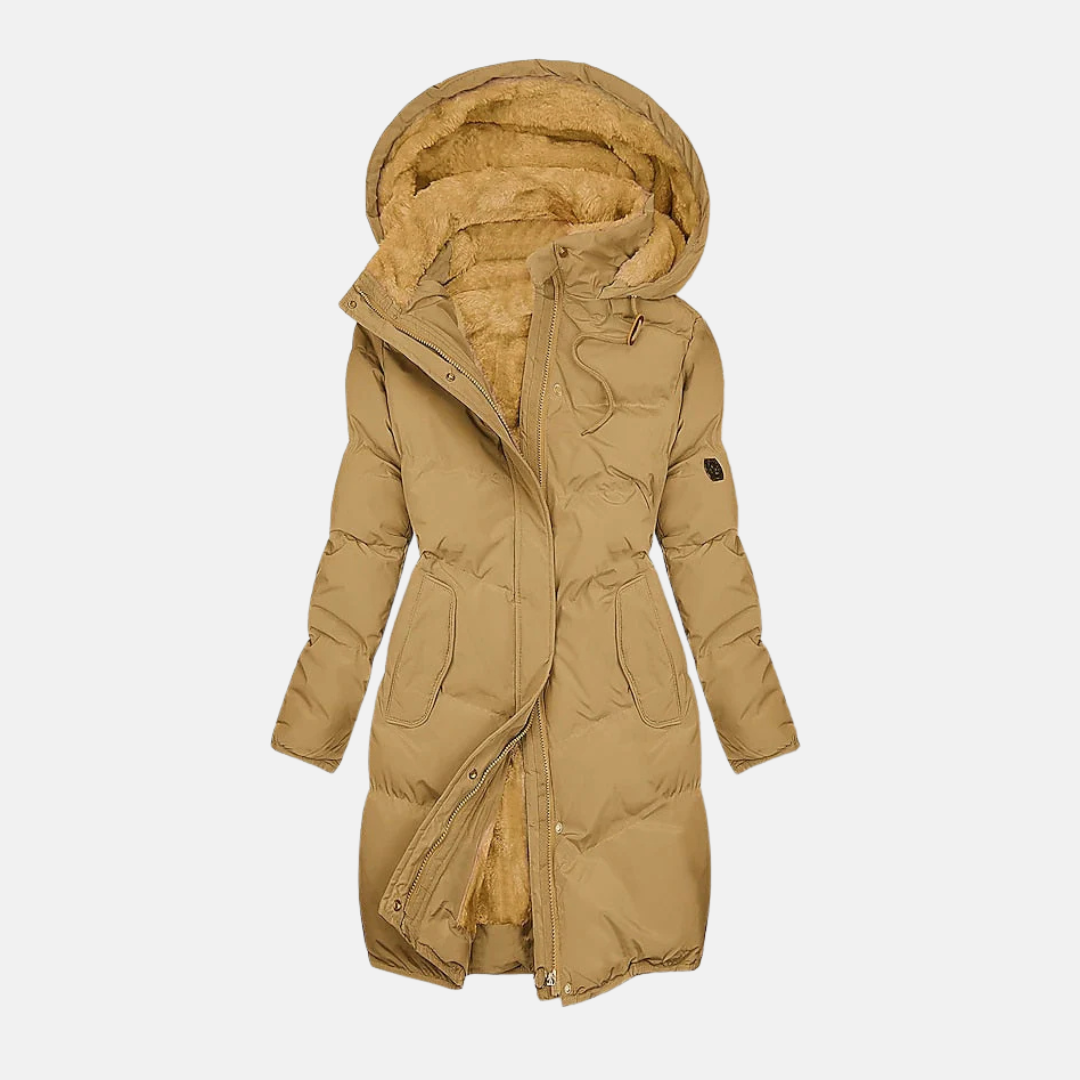 Manteau Long Puffer Pour Femmes Nordisk Flair Design Matelassé Avec Capuche Douillette Et Taille Ajustable