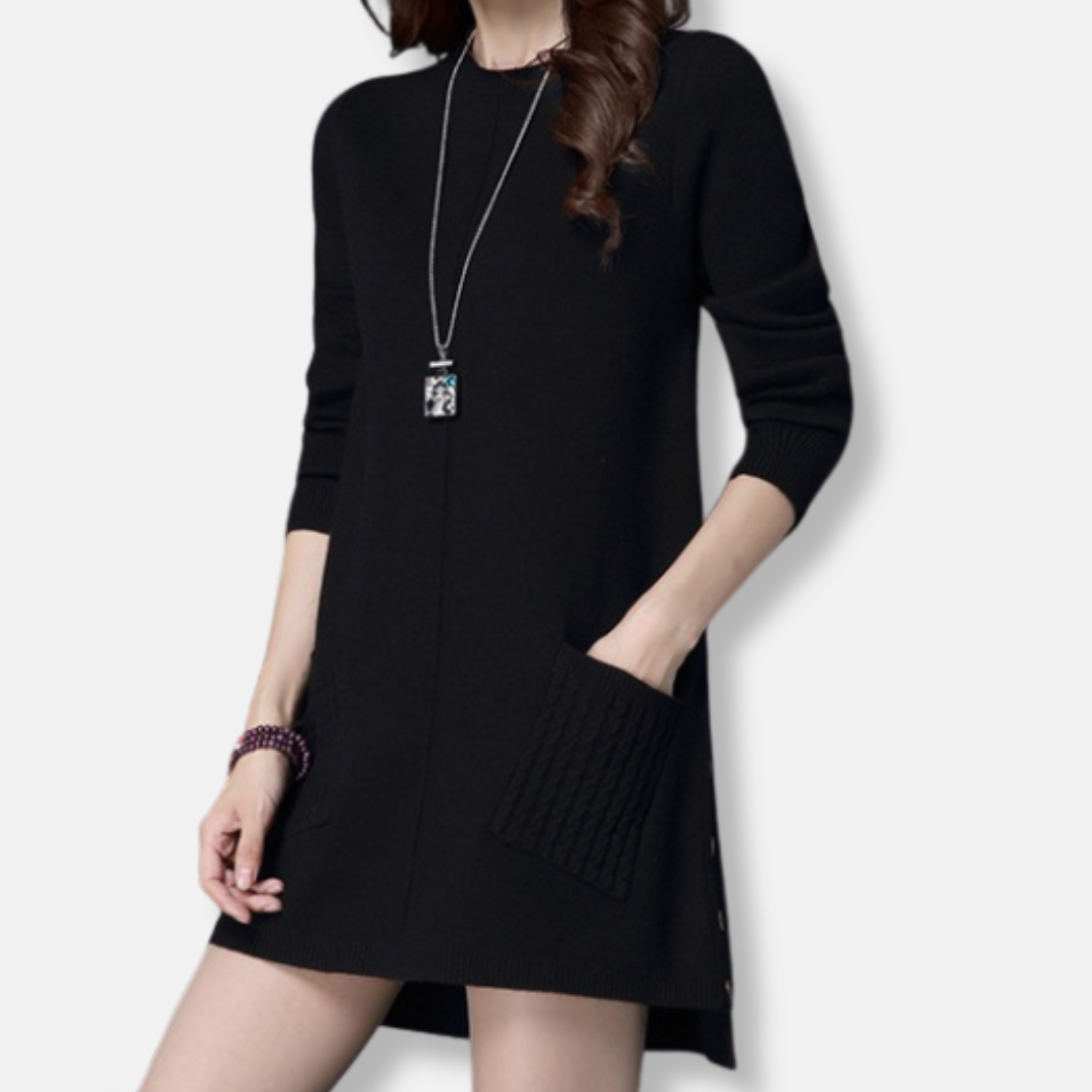 Amawinc Isabella Robe Pull Décontractée Col Rond Manches Longues Pour Femme Confort Chic Hivernal