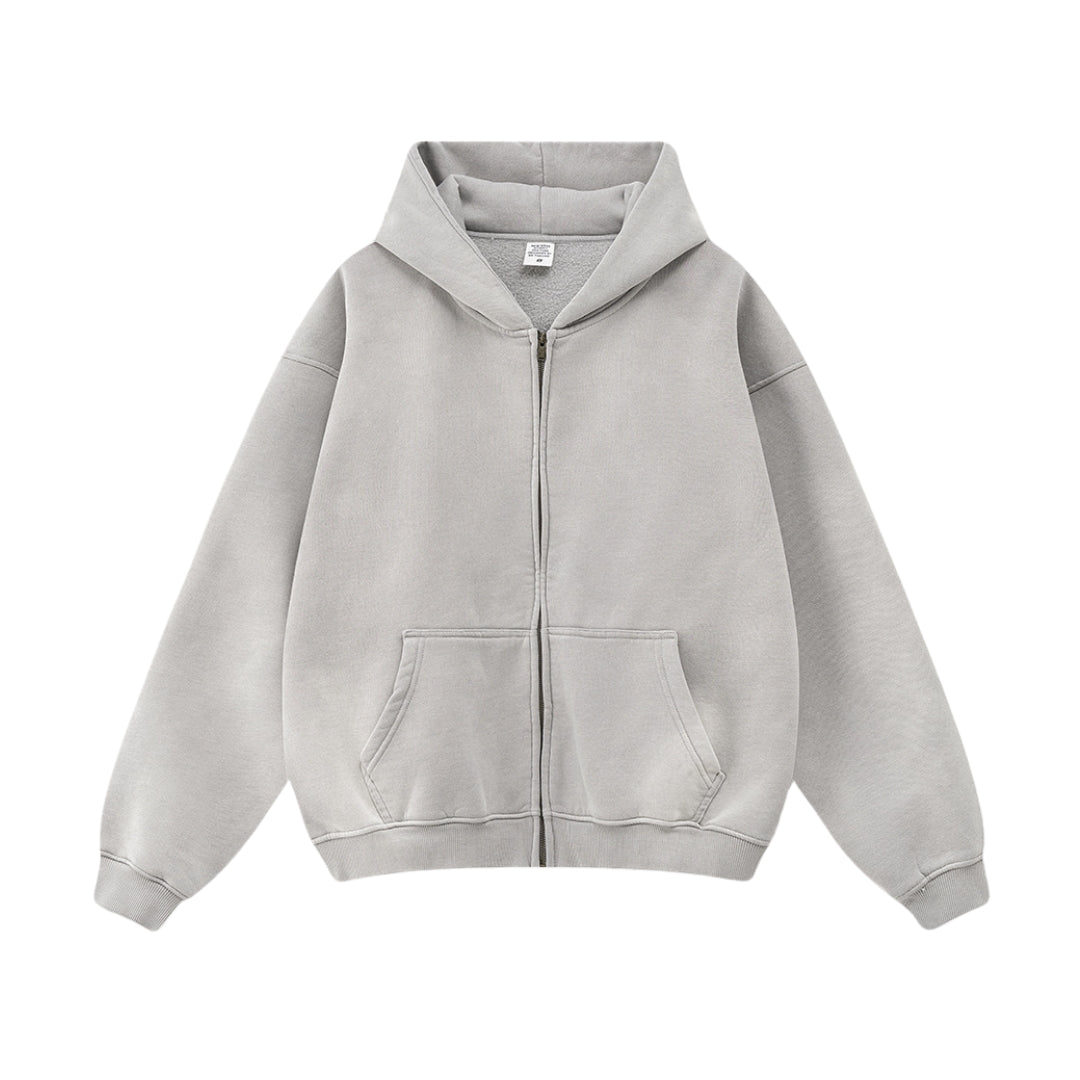 Sweat À Capuche Dégradé Pur Coton Avec Fermeture Éclair Et Teinture Dégradée Pour Un Style Sobre Moderne