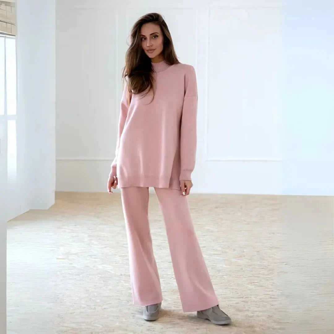Ensemble Loungewear En Maille Callie Avec Pull À Col Montant Et Pantalon Large Et Doux