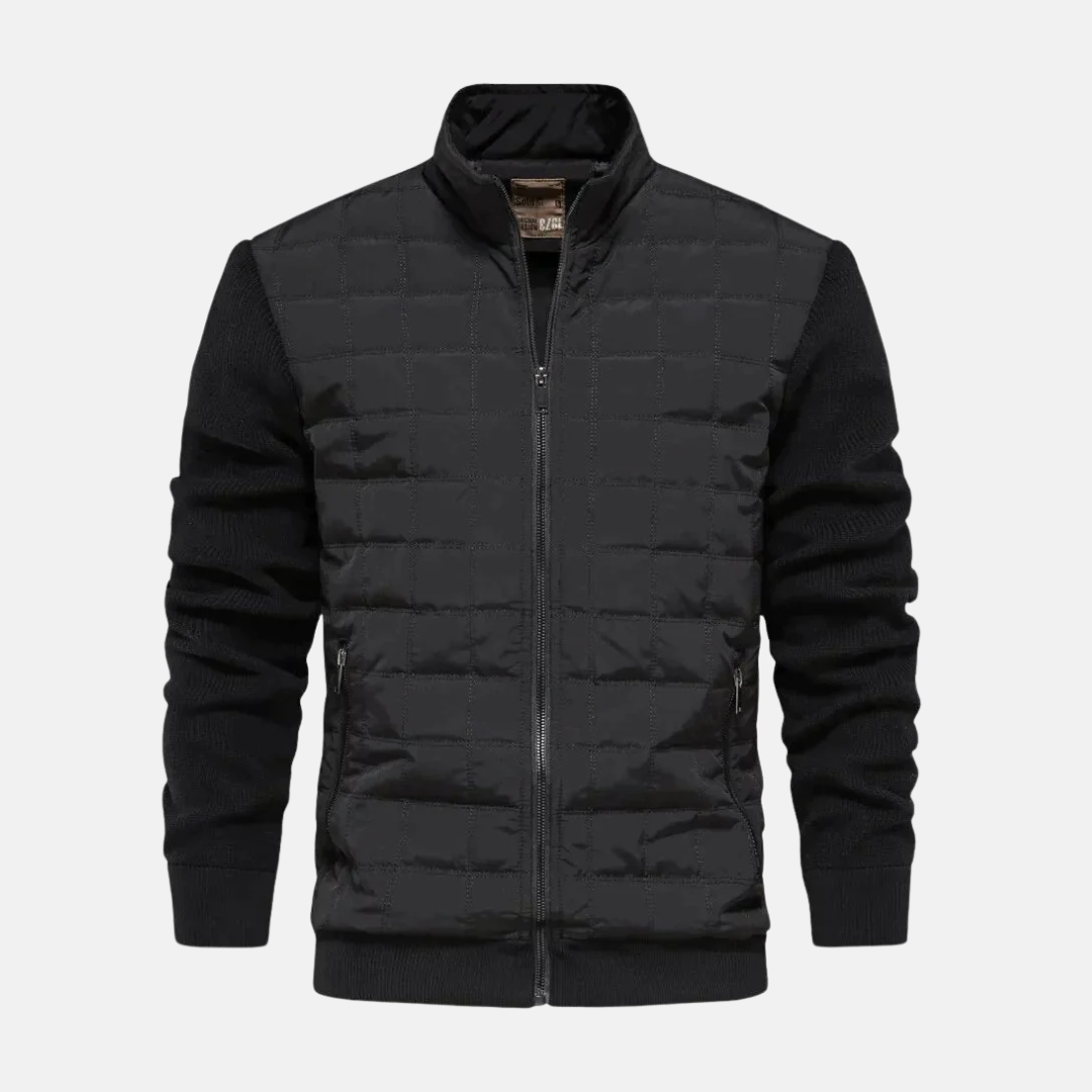 Amawinc Veste Bomber Homme Avec Panneaux Quiltés Avant Manches En Maille Coupe Moderne Bordures Côtées Style Chaleur