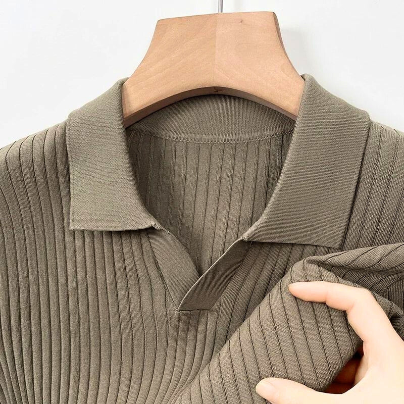 Polo En Maille Classique Coupe Confortable Col Classique Tissu Doux Et Respirant