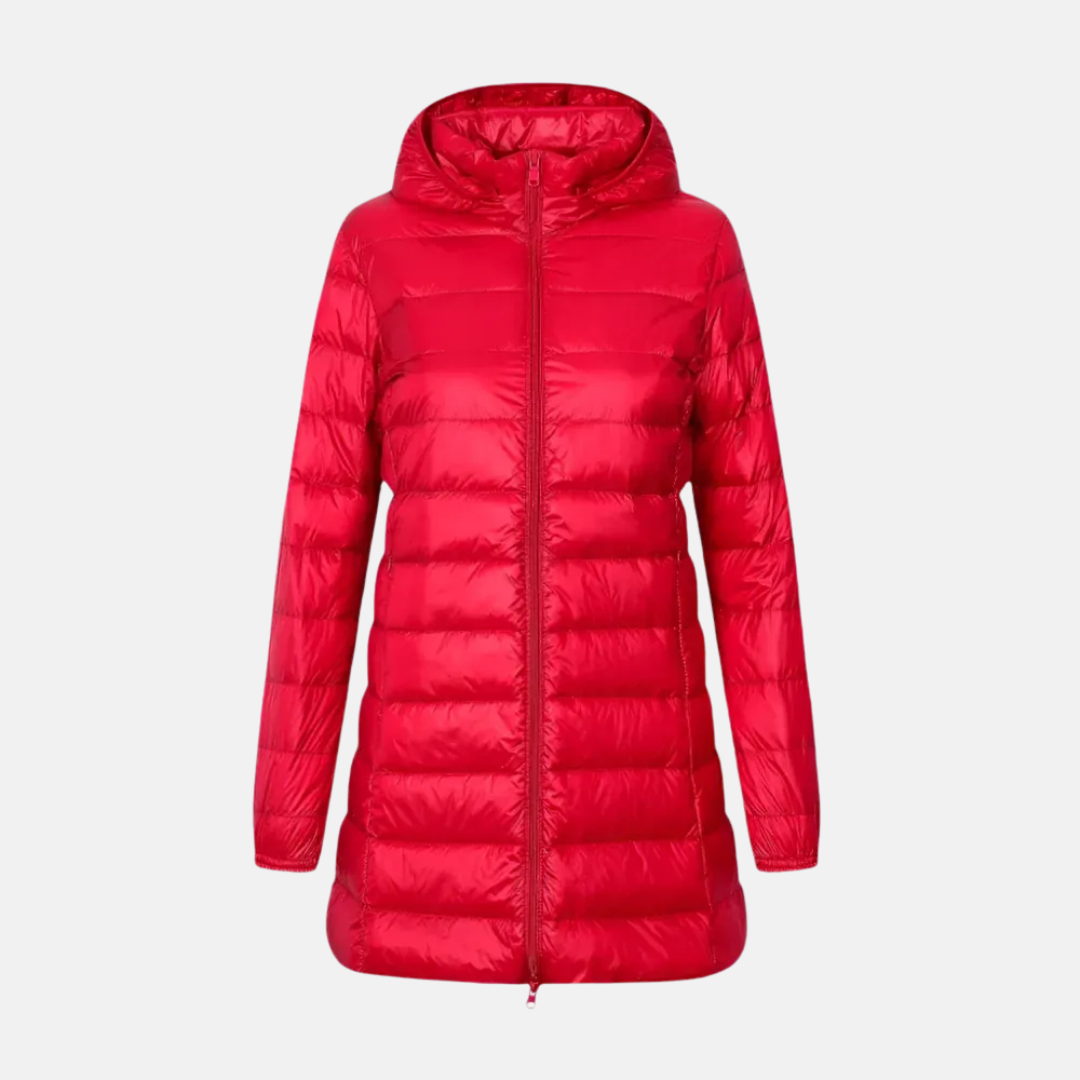 Doudoune Femme Matelassée Ajustée MiCuisse Capuche Imperméable Nordisk Flair Collection Hiver Chaud