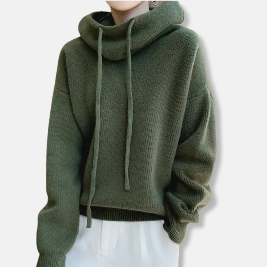 Sweat Tricot Femme Oversize Col Châle avec Cordon Serrage Doux et Confortable pour le Quotidien