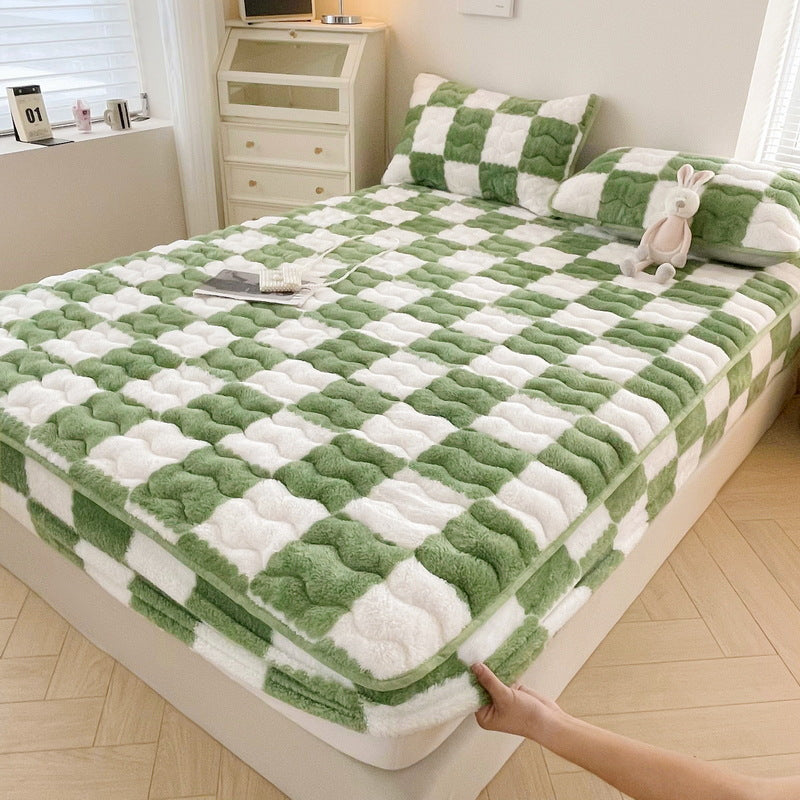 Ensemble Housse De Couette Velours À Carreaux Noir Contemporain Pour Chambre Moderne Confort Luxueux