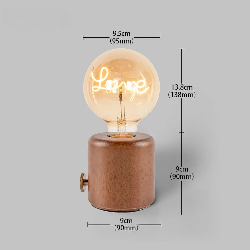 Lampe Amivor Avec Base Élégante en Bois Rechargeable et Lumière à Intensité Réglable Autonomie Jusqu'à 7 Heures Chêne