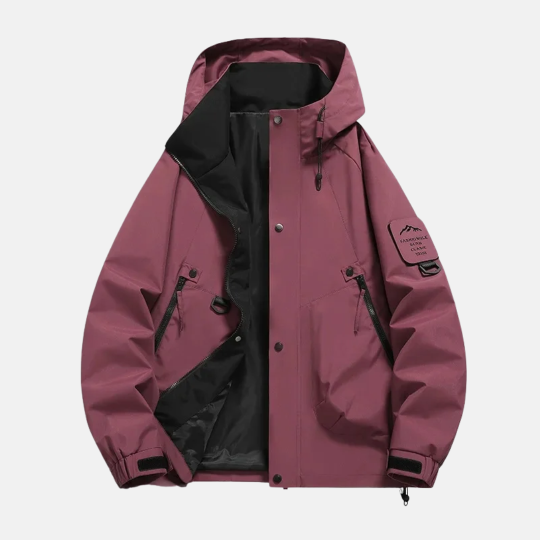 Veste Utilitaire Homme Imperméable Capuche Ajustable Poches Multiples Coupe Décontractée Pour Temps Frais