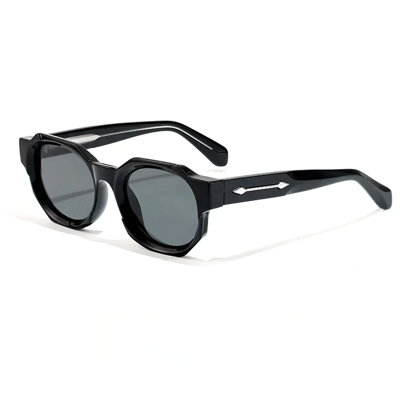 Lunettes de Soleil Carrées Vincent Rétro UV400 Cadre Acétate Épais et Sculpté Unique