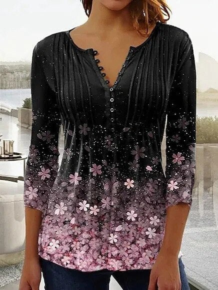 Blouse Judith À Encolure En V Bordée de Scallops et Plis Fluides Pour Tenues Chic Décontractées