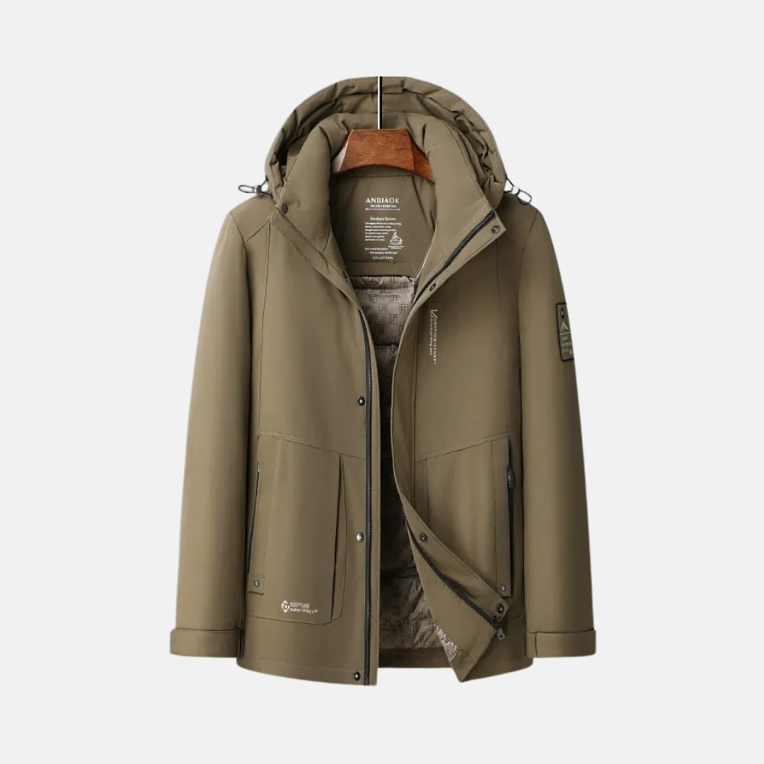 Veste Homme Duvet Capuche Réglable Avec Zip Et Pressions Doublure Matelassée Coupe Regular Idéale Pour Hiver