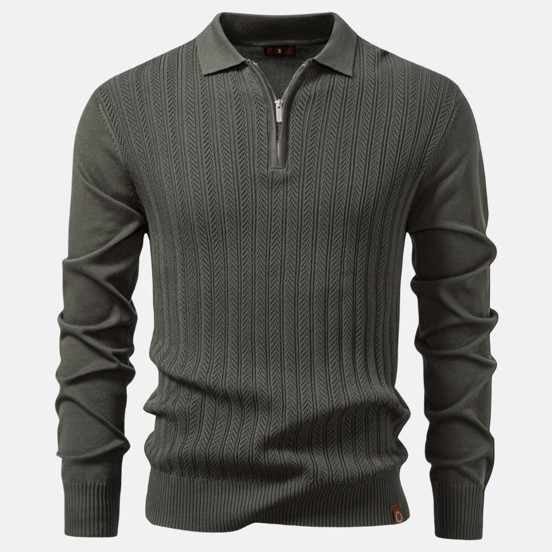 Pull En Maille Mélange Slim Fit Avec Col Polo Demi Zip Pour Style Smart Casual Homme