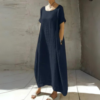 Taupefarbenes Leinenkleid von Fudus im lässigen Stil