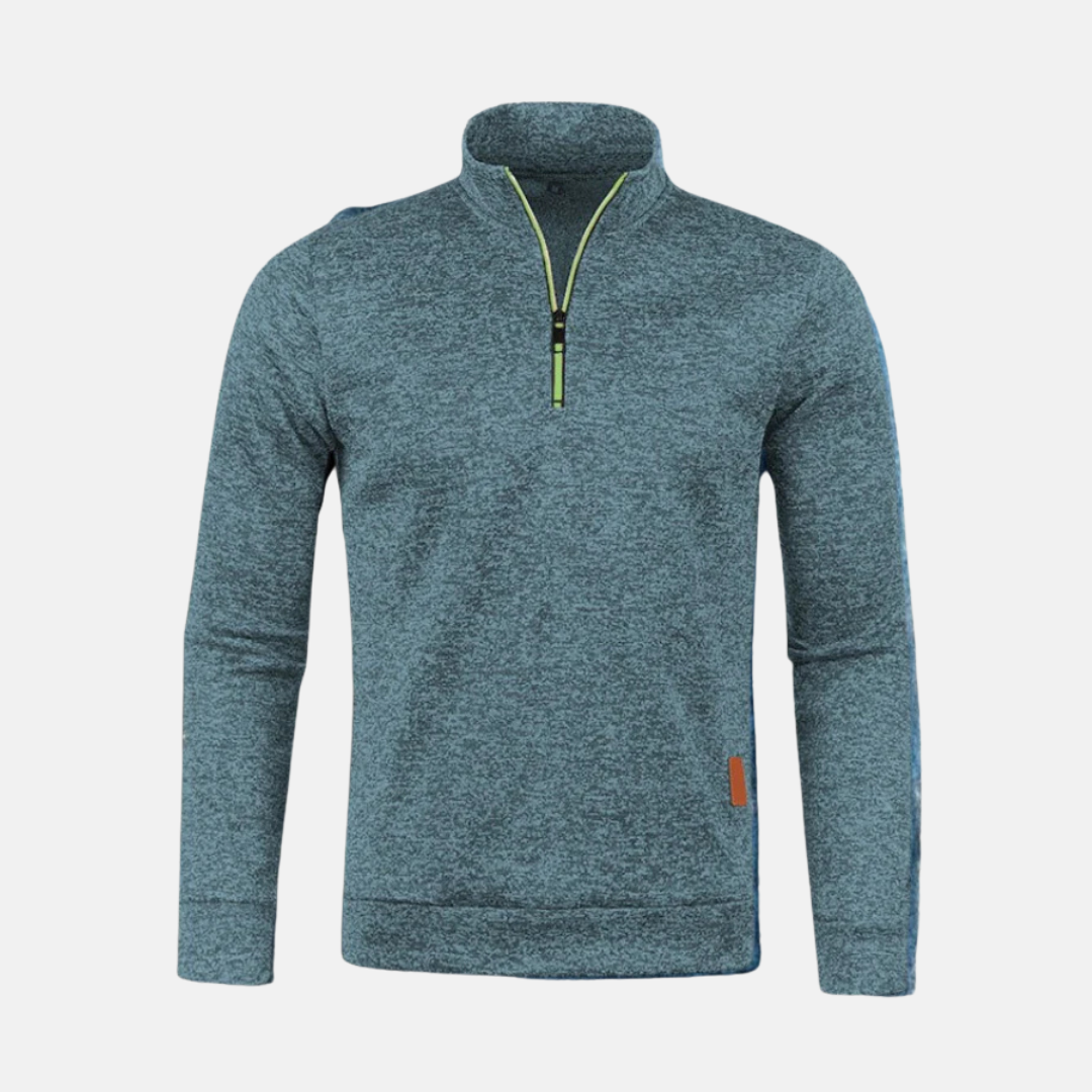 Amawinc Sweatshirt Homme Col Montant Microtexturé Zip Demi Fermeture Noir Confort Quotidien Coupe Regular Pour Automne