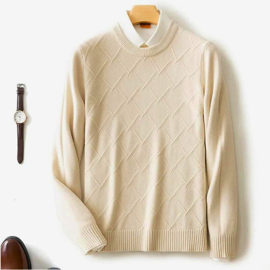 Pull En Cachemire Seldon Col Rond Léger Avec Design Diamant Pour Superposition Décontractée Et Régulation Thermique
