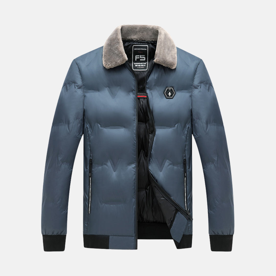 Manteau Bomber Homme Regular Fit Rembourré En Coton Avec Col En Fourrure Synthétique Zip Chaud Hiver