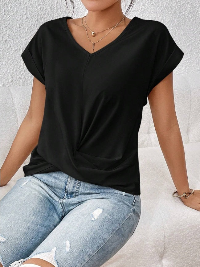 Damen T-Shirt von Fudus mit asymmetrischem Knoten für den Sommer