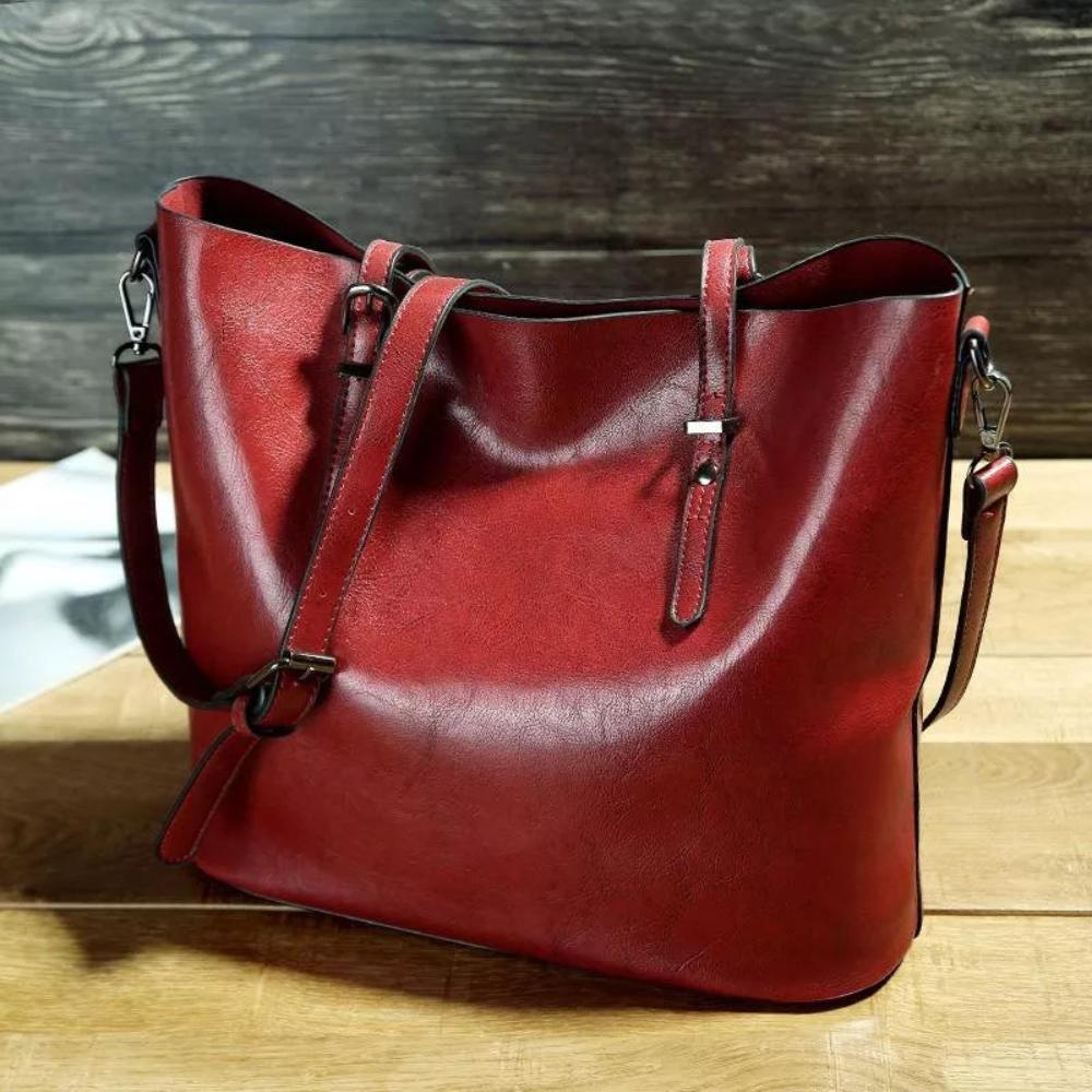 Amawinc Sac Tote Kathy En Cuir Végan PU Durable Avec Design Seau Spacieux Et Options De Porte Polyvalentes