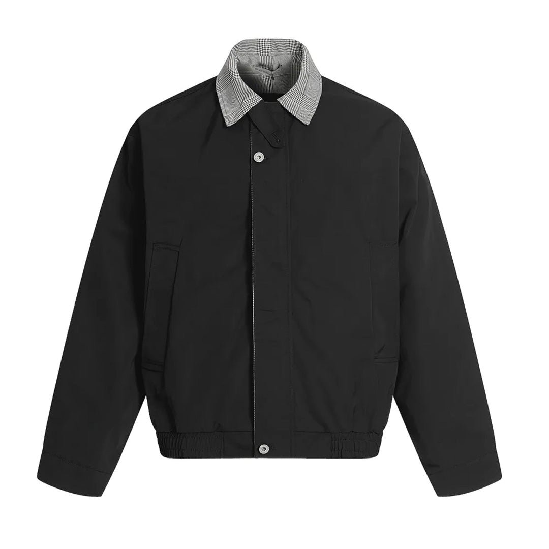 Veste Horizon À Carreaux Décontractée En Coton Avec Col À Carreaux Contrasté Manches Élastiquées