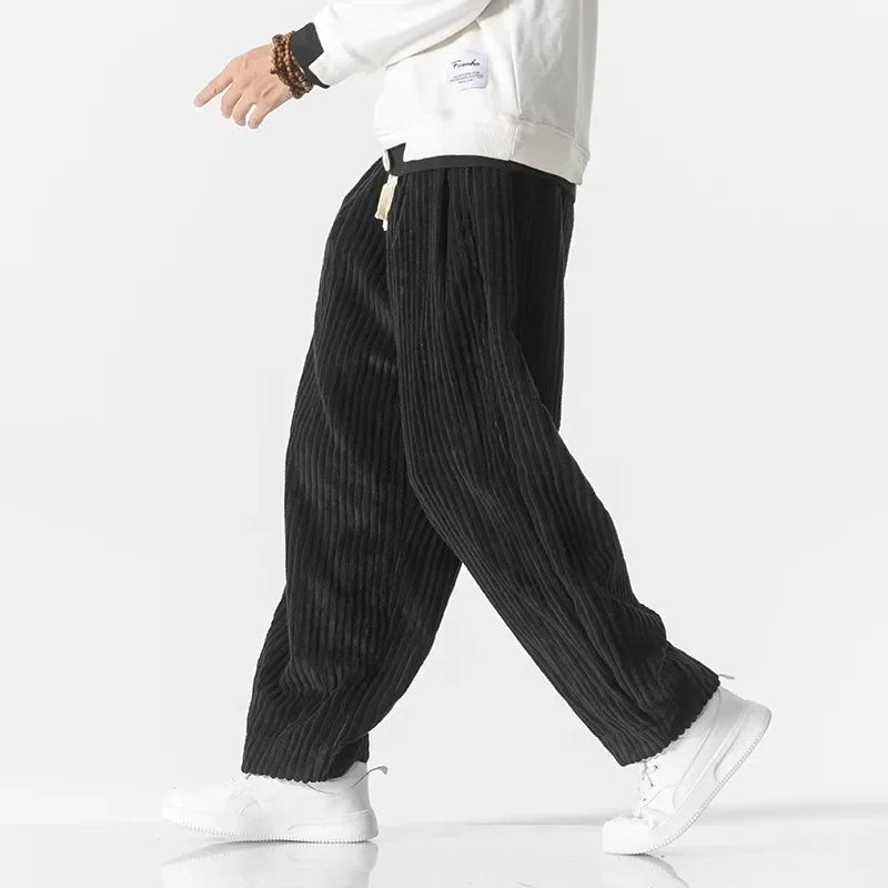 Amawinc Pantalon Harem Oversize Pour Hommes Avec Texture Côtelée Et Taille À Cordon Pour Confort Décontracté