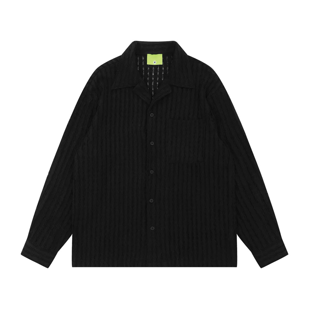 Chemise Palms Club Moderne Héritage Resort En Jacquard Plissé Avec Col Revers Élégant et Subtil Texture