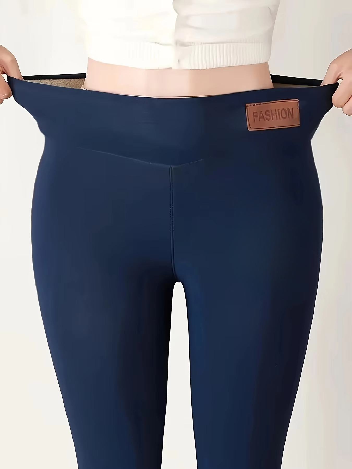 Leggings Femme Hiver Chauds En Peluche Doublure Polaire Élastiques Taille Haute Pour Temps Froid Décontracté