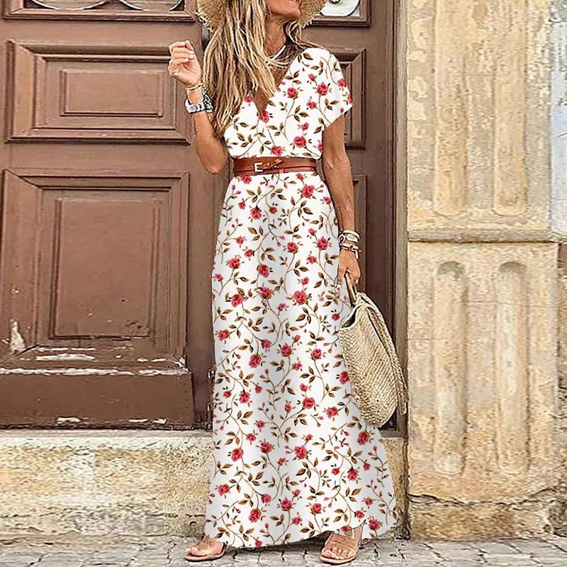 Blumenkleid von Fudus im Boho-Stil mit V-Ausschnitt
