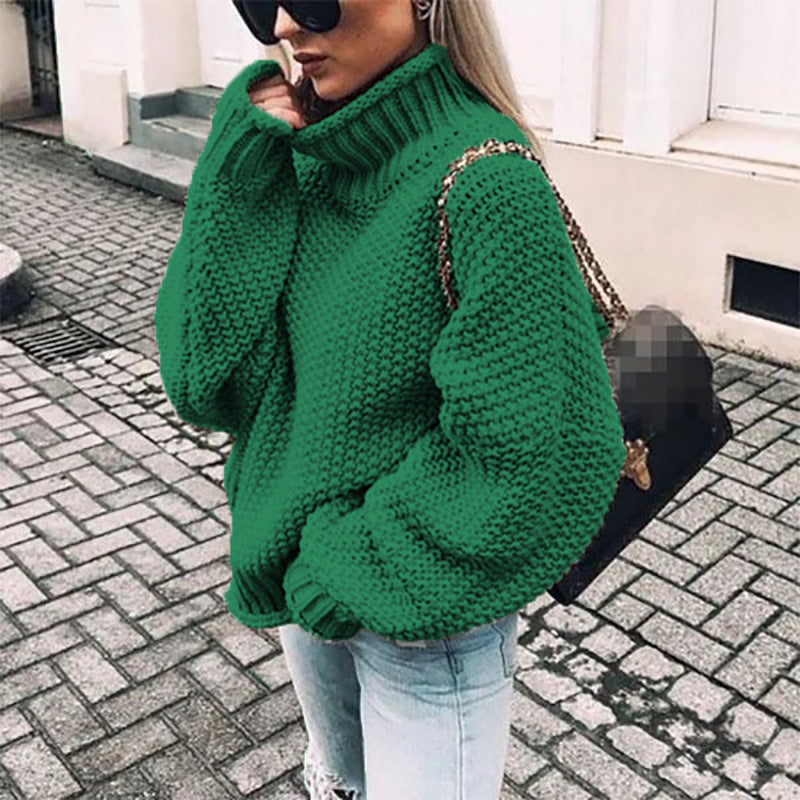 Bella Pull Col Roulé Tricot Épais Pour Femmes Oversize Chaud Et Confortable Pour Hiver