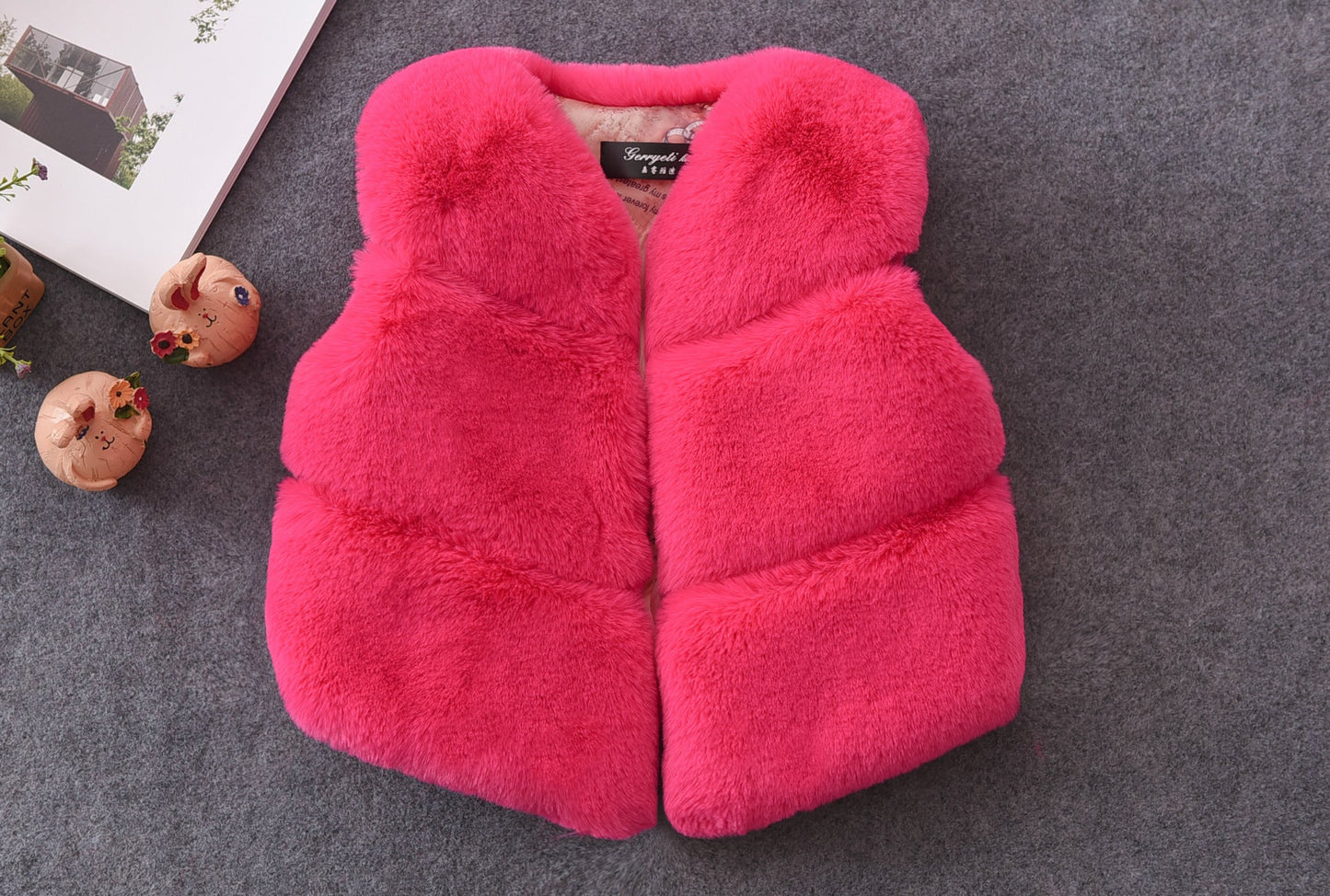 Damen Kuschelige Kunstfellweste mit Stehkragen Amawinc