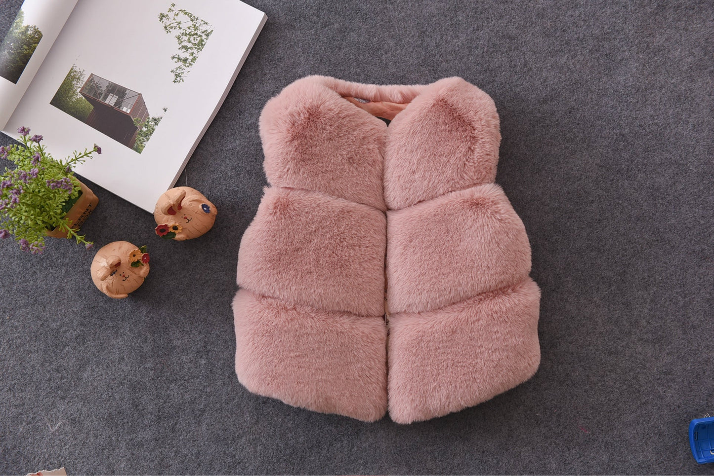 Damen Kuschelige Kunstfellweste mit Stehkragen Amawinc