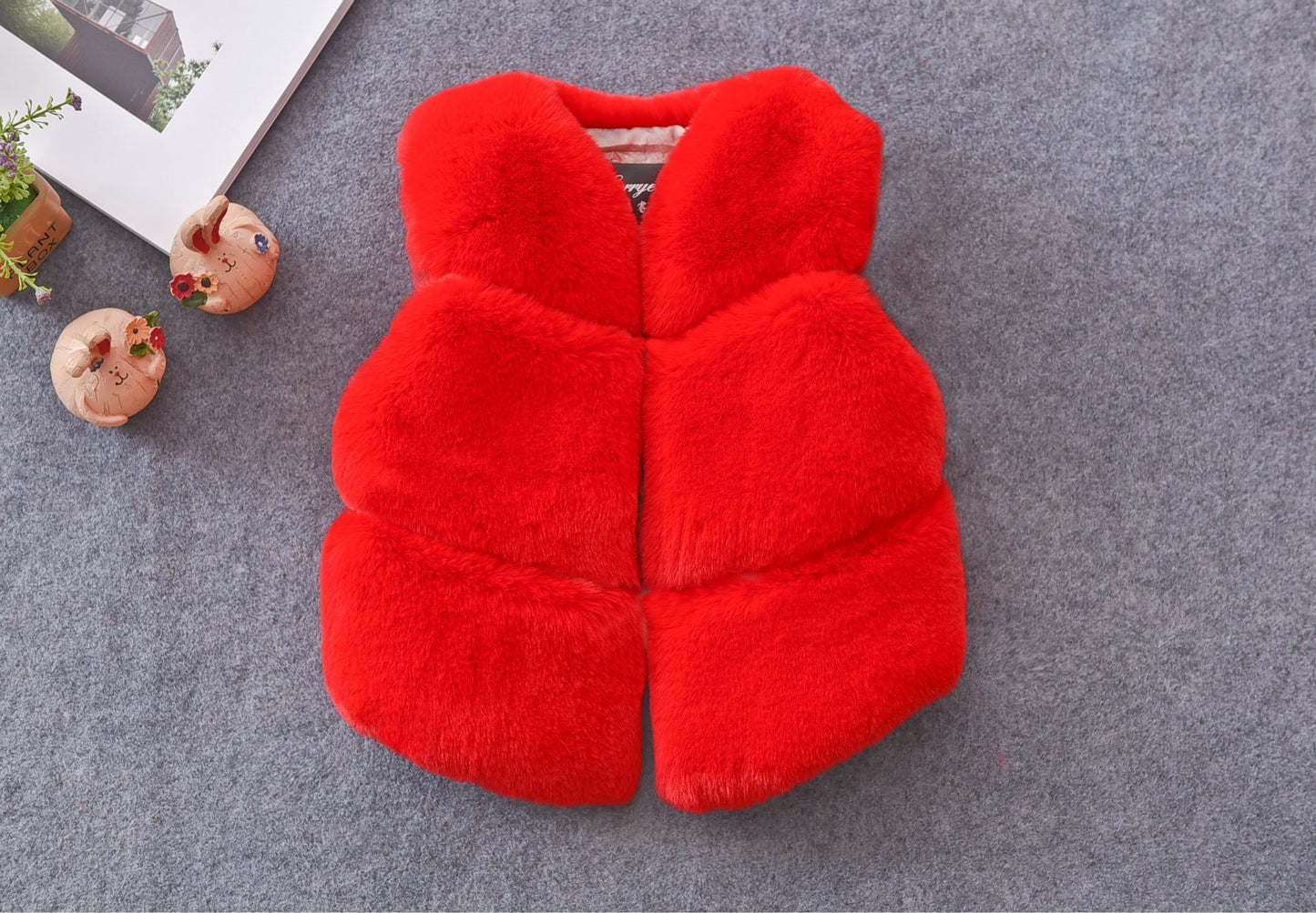 Damen Kuschelige Kunstfellweste mit Stehkragen Amawinc