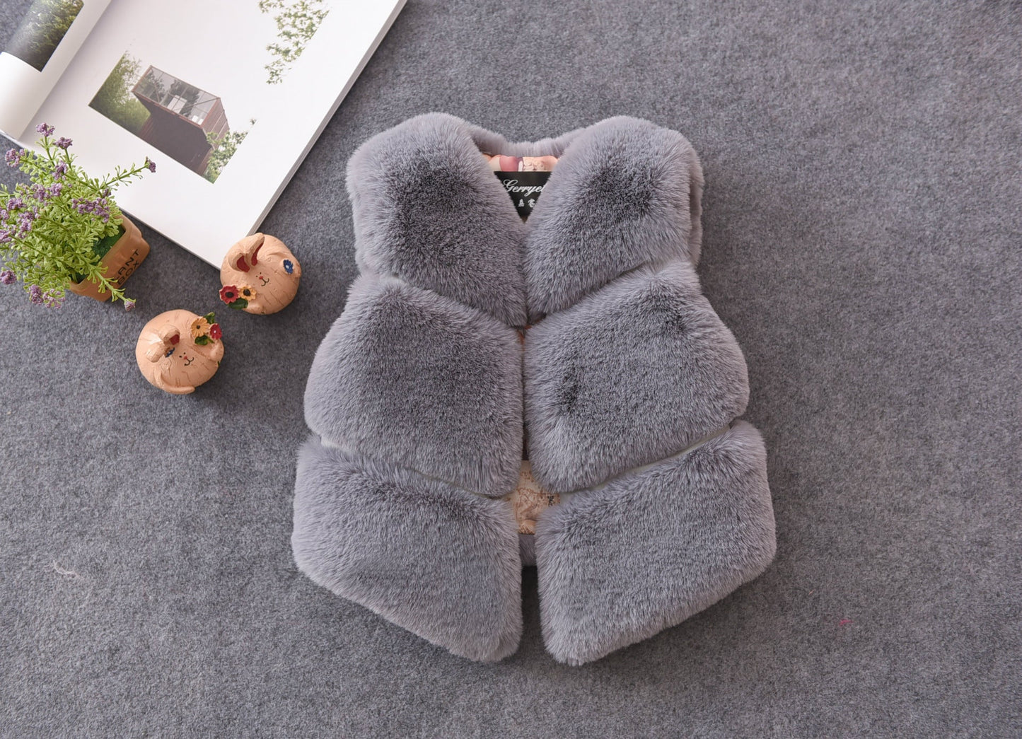 Damen Kuschelige Kunstfellweste mit Stehkragen Amawinc