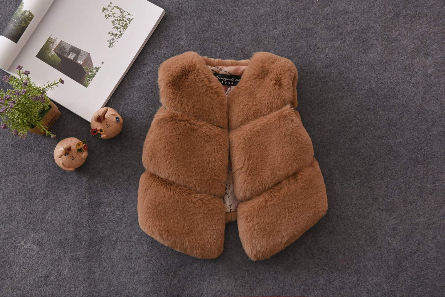 Damen Kuschelige Kunstfellweste mit Stehkragen Amawinc