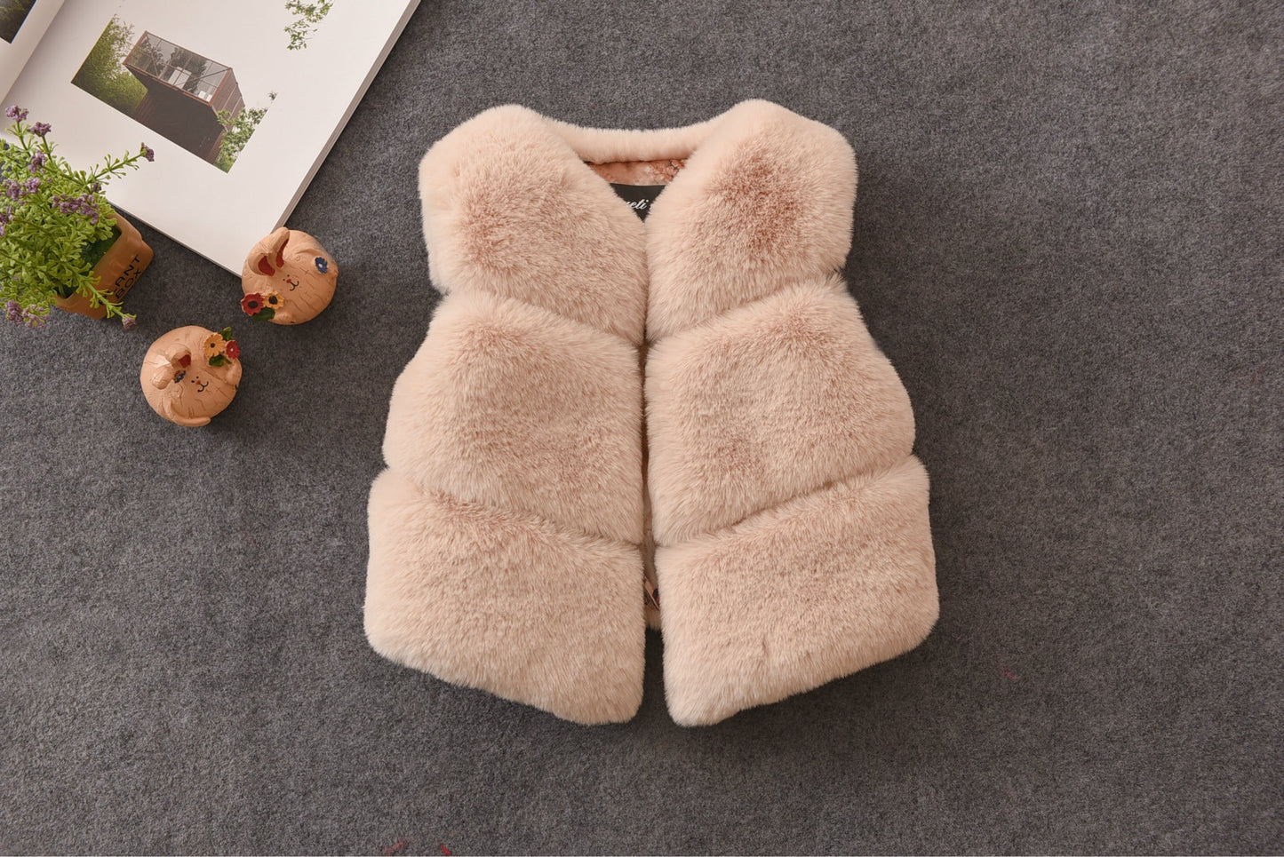 Damen Kuschelige Kunstfellweste mit Stehkragen Amawinc