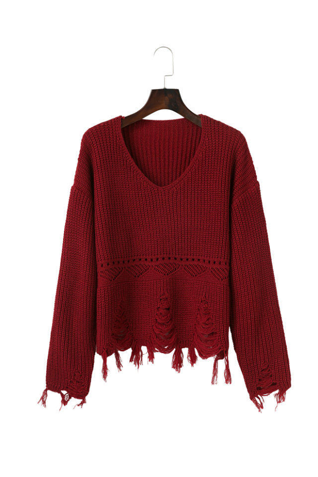 Damen Pullover mit lässigem Fransen-Design Amawinc