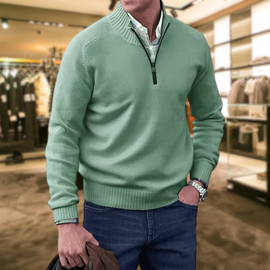 Edler Kaschmirpullover mit Reißverschluss von UWE