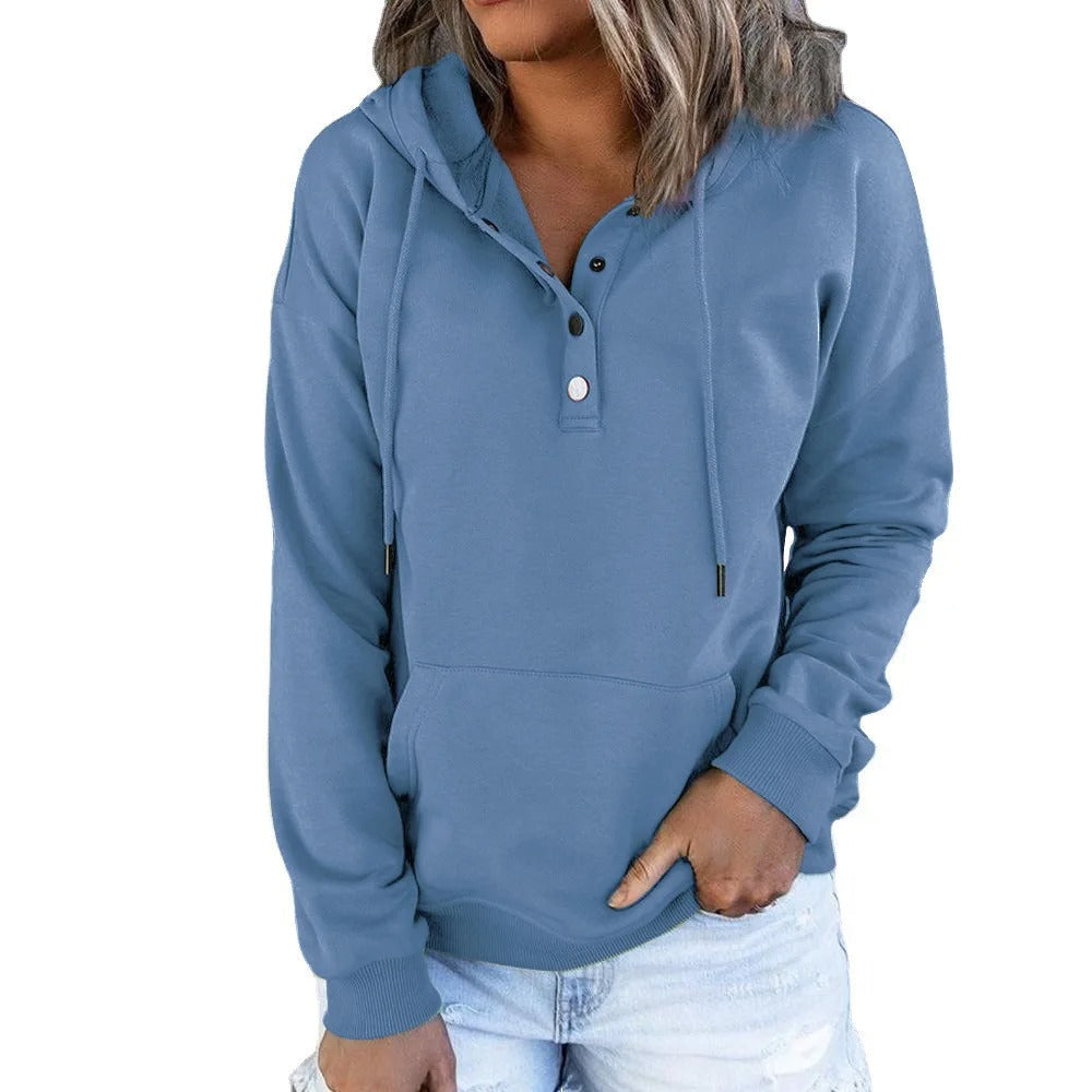 Damen Freizeit Hoodie Jacke mit Metallknöpfen von Fudus