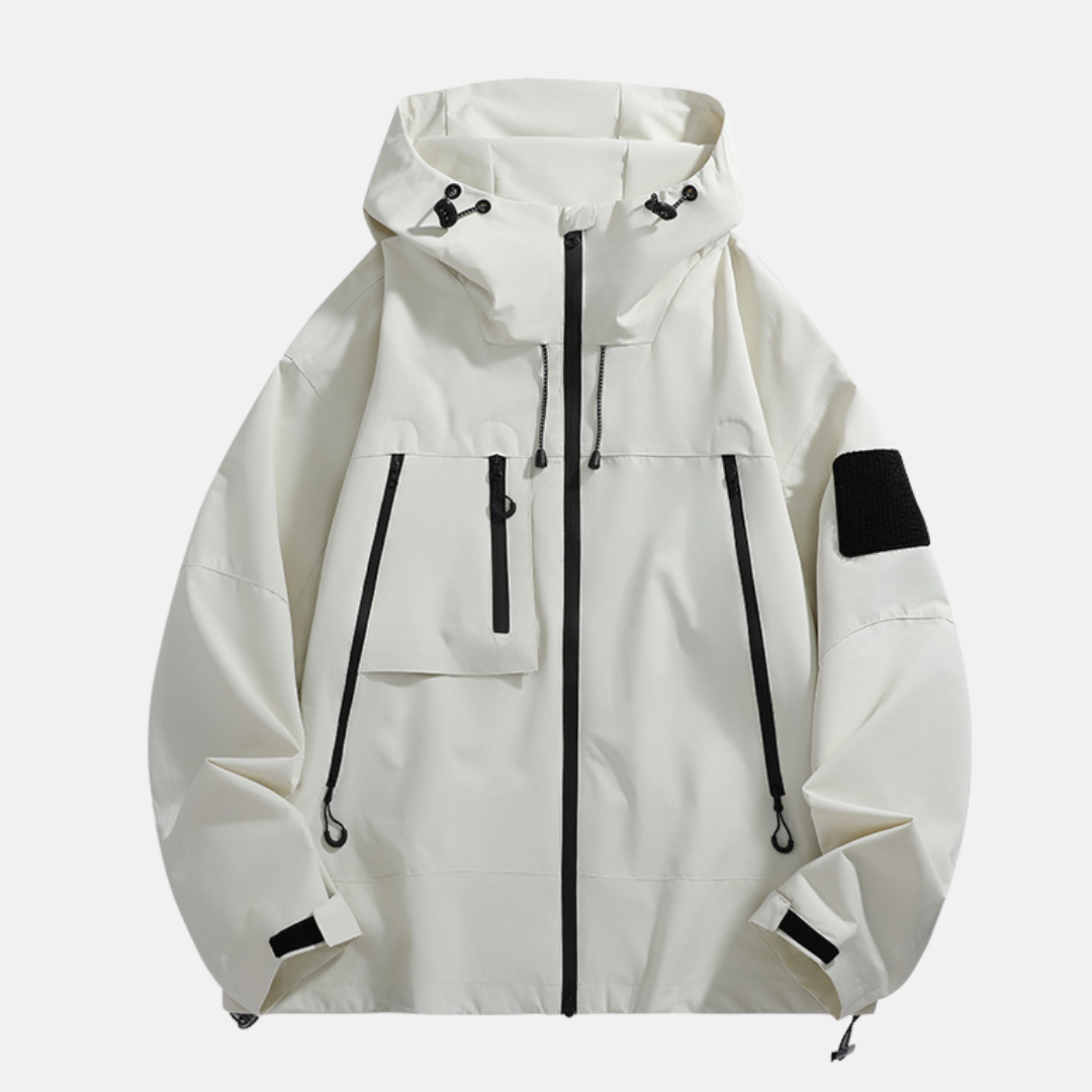 Veste Imperméable Pour Homme Coupe Décontractée Capuche Ajustable Poches Utilitaires Pour Plein Air