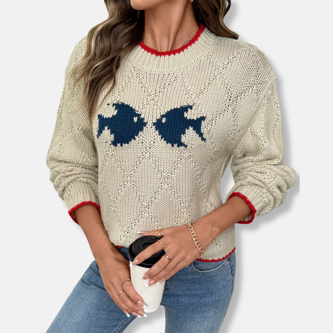 Sweatshirt Femme Tricot Décontracté Col Rond Manche Longue Motif Chevron Texturé Pour Un Style Intemporel