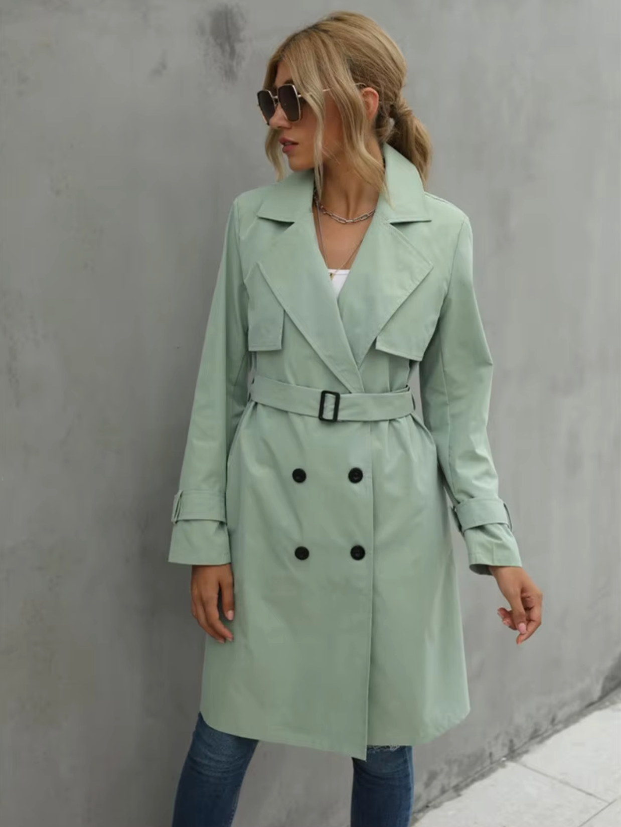 Destiny Manteau Trench Beige Femme Double Boutonnage Élégance Intemporelle Pour Bureau Et Week End