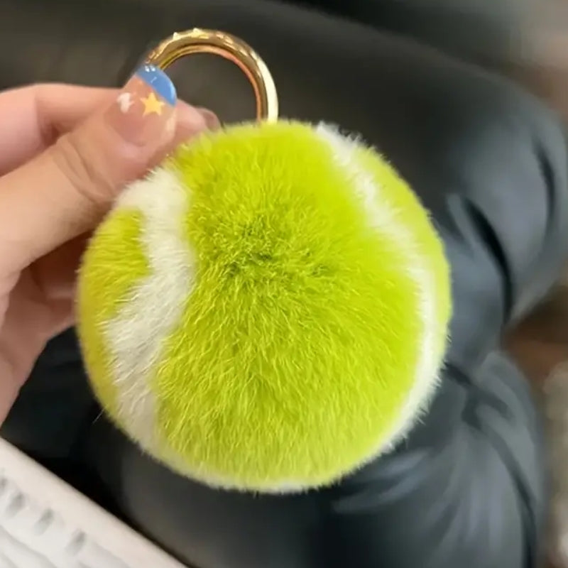 Porte Clés En Peluche Balle De Tennis Amawinc Texture Ultra Douce Avec Fermoir Doré Et Design Vif