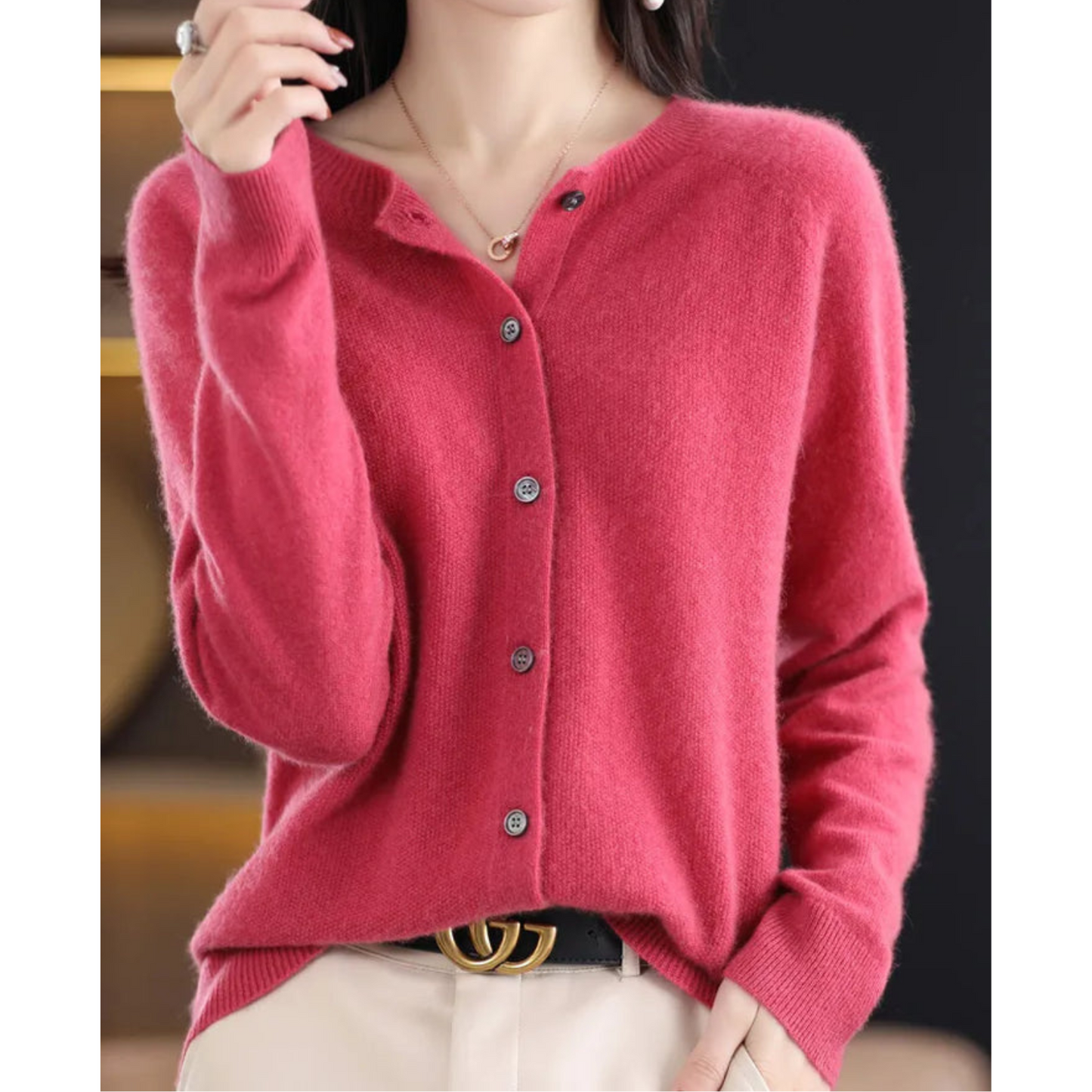 Isabella Pull Mérinos Et Laine À Boutons Pour Femmes À Manches Longues Style Classique Et Confort Quotidien