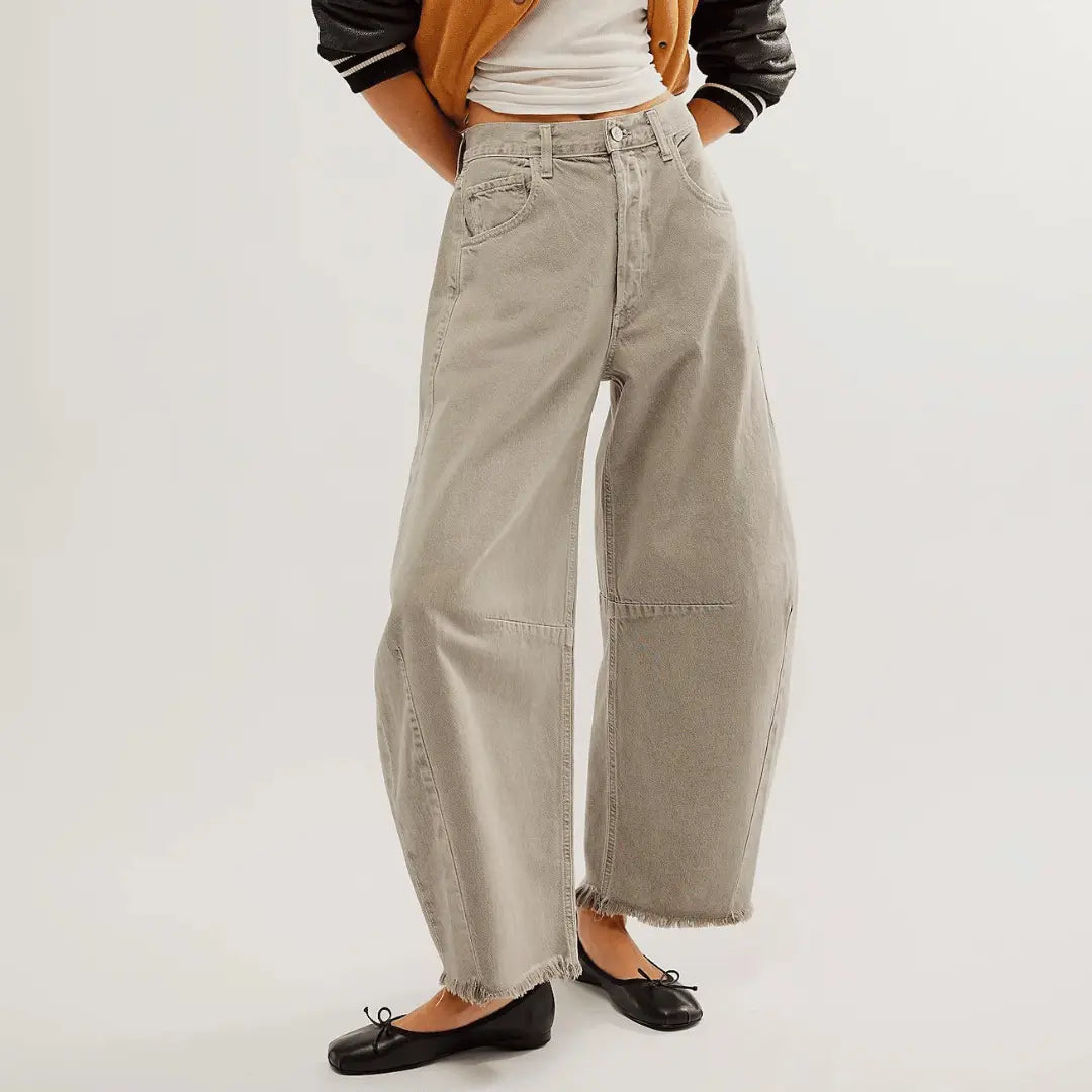 Jean Denim Vintage À Jambe Large Taille Haute Avec Détails Usés Zoe-Taylor Pour Femme