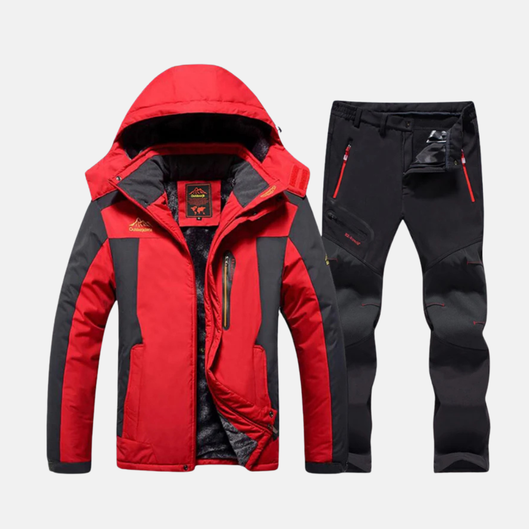 Ensemble Extérieur Pour Homme Amawinc Deux Pièces Veste Tissée Avec Doublure Polaire Capuche Ajustable Poches Zippées