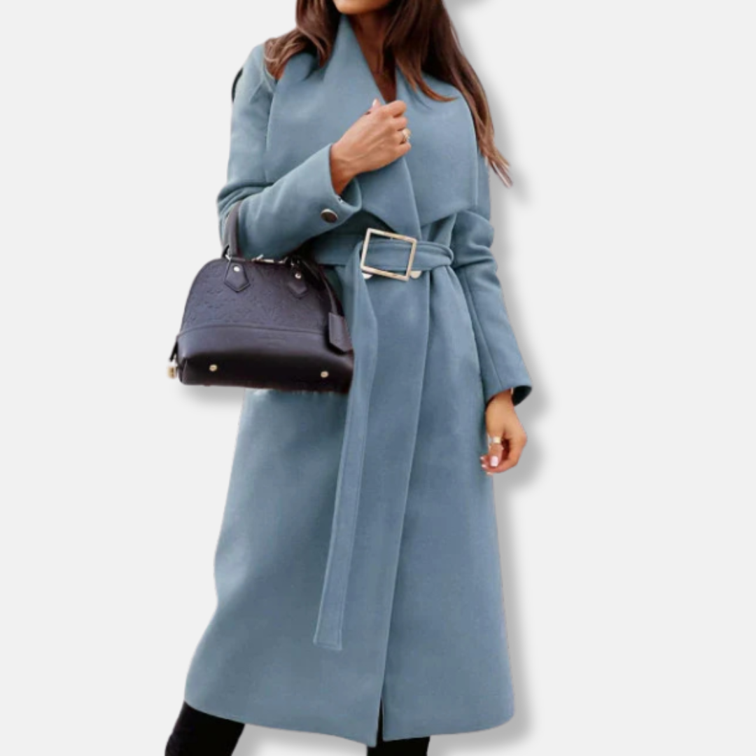 Amawinc Manteau Longline Femme Coupe Décontractée Avec Revers Drapés Et Boucle Dorée Idéal Bureau Et Dîner