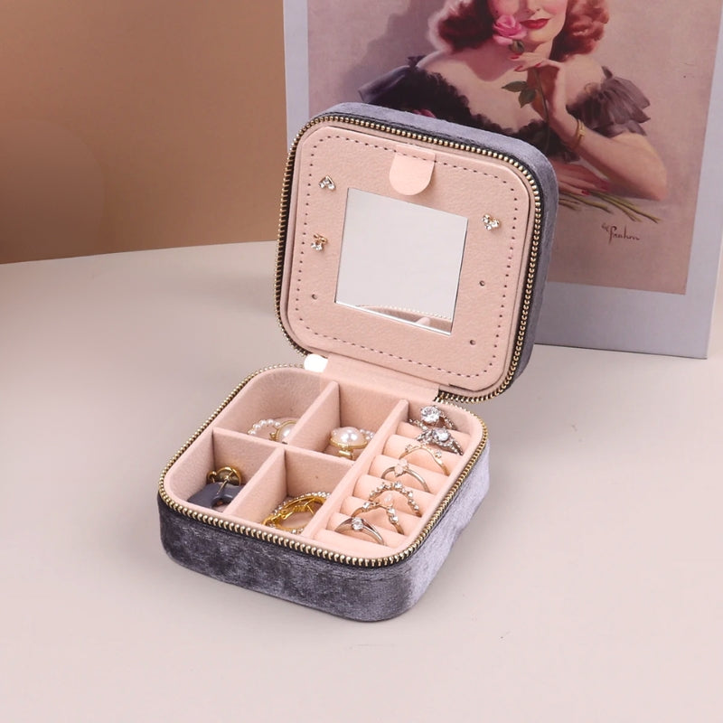 Boîte À Bijoux Rivelle En Velours Luxueuse Coffret De Rangement Pour Voyage Et Maison