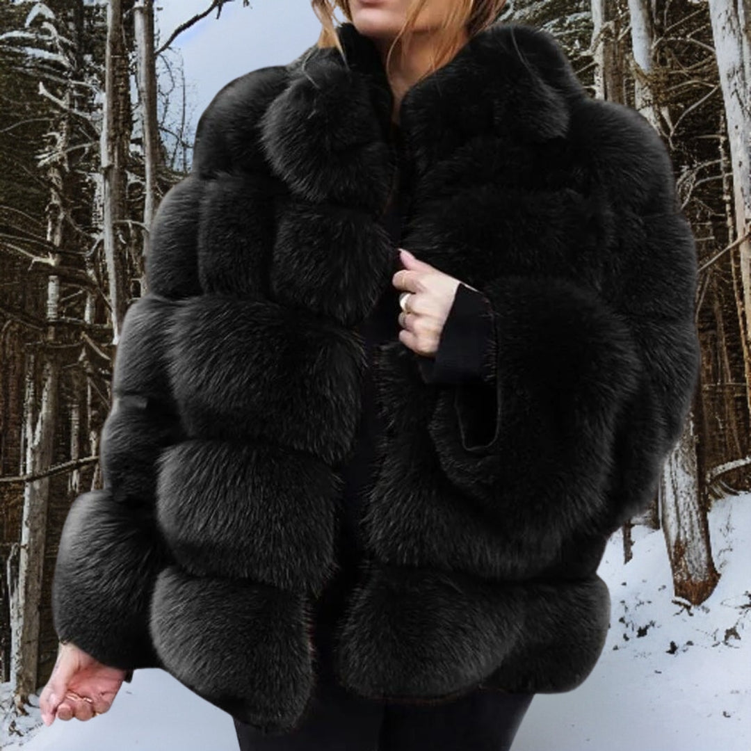 Veste Femme En Fourrure Synthétique Mi Longue Matelassée Volumineuse Design Couture Pour Automne Et Hiver